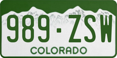 CO license plate 989ZSW