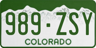 CO license plate 989ZSY