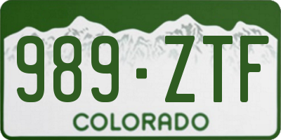 CO license plate 989ZTF