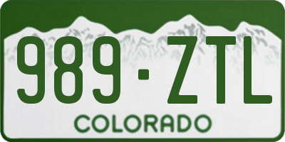 CO license plate 989ZTL