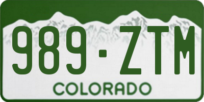 CO license plate 989ZTM