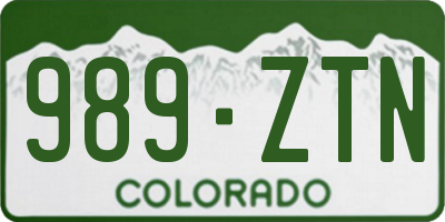 CO license plate 989ZTN