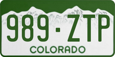 CO license plate 989ZTP