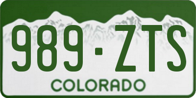 CO license plate 989ZTS