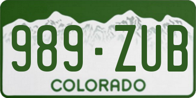 CO license plate 989ZUB