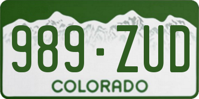 CO license plate 989ZUD