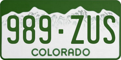CO license plate 989ZUS