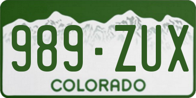 CO license plate 989ZUX