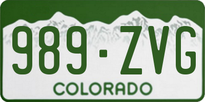 CO license plate 989ZVG