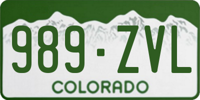 CO license plate 989ZVL