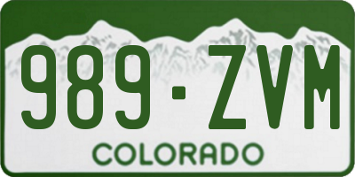 CO license plate 989ZVM