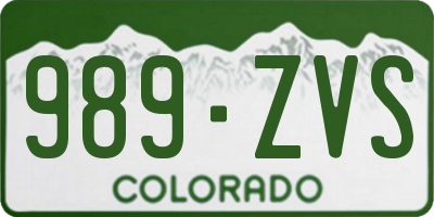 CO license plate 989ZVS
