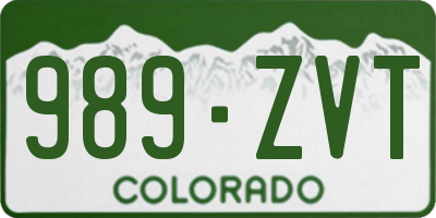 CO license plate 989ZVT