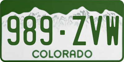CO license plate 989ZVW