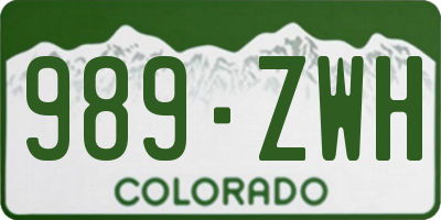 CO license plate 989ZWH