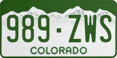 CO license plate 989ZWS