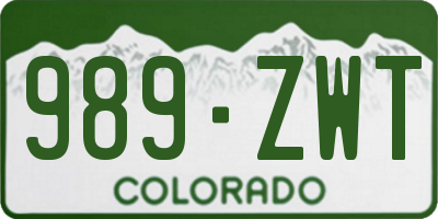 CO license plate 989ZWT