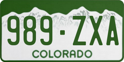 CO license plate 989ZXA