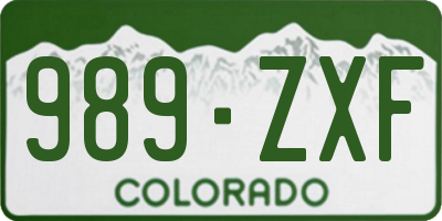 CO license plate 989ZXF