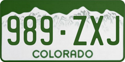 CO license plate 989ZXJ