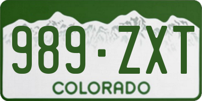 CO license plate 989ZXT