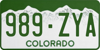 CO license plate 989ZYA