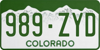 CO license plate 989ZYD