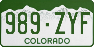 CO license plate 989ZYF