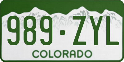 CO license plate 989ZYL