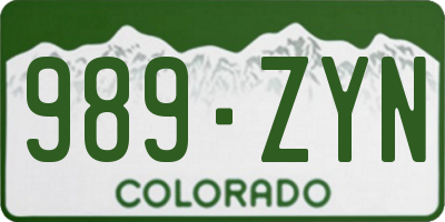 CO license plate 989ZYN