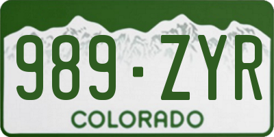 CO license plate 989ZYR