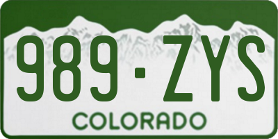 CO license plate 989ZYS