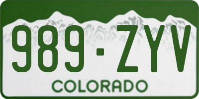 CO license plate 989ZYV