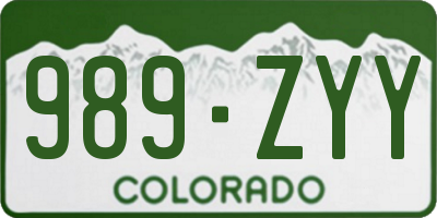 CO license plate 989ZYY