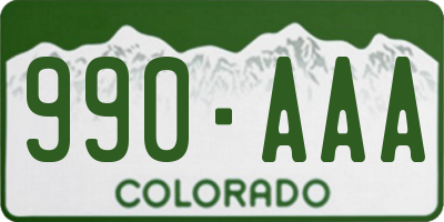 CO license plate 990AAA