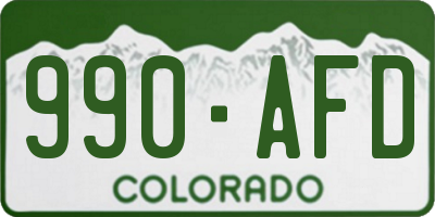 CO license plate 990AFD