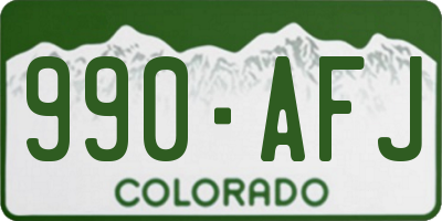 CO license plate 990AFJ