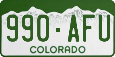 CO license plate 990AFU