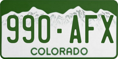 CO license plate 990AFX
