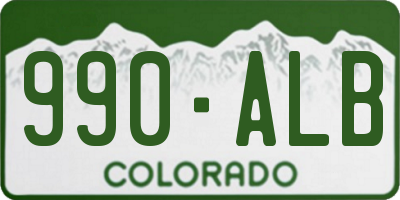 CO license plate 990ALB