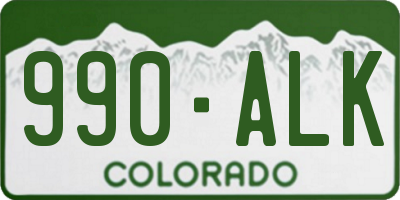 CO license plate 990ALK
