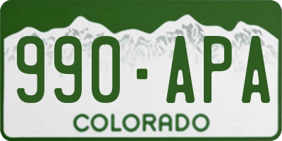 CO license plate 990APA