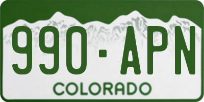 CO license plate 990APN