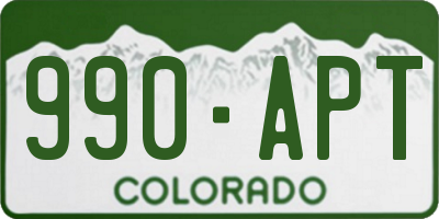 CO license plate 990APT