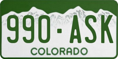 CO license plate 990ASK