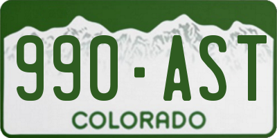 CO license plate 990AST