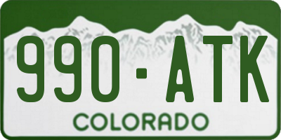 CO license plate 990ATK