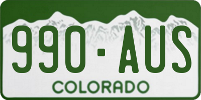 CO license plate 990AUS