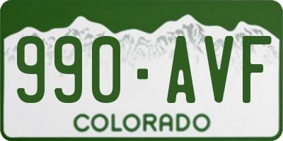 CO license plate 990AVF