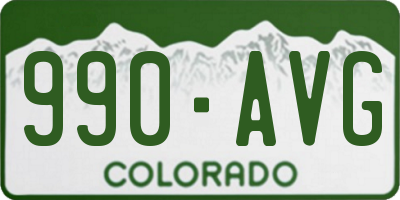 CO license plate 990AVG